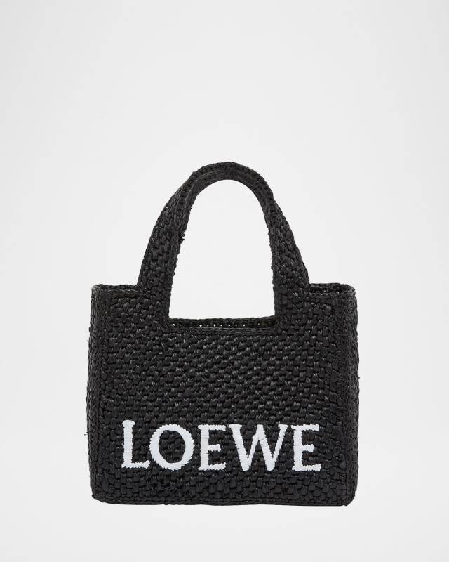 x Paula's Ibiza Font Logo Mini Tote Bag in Raffia